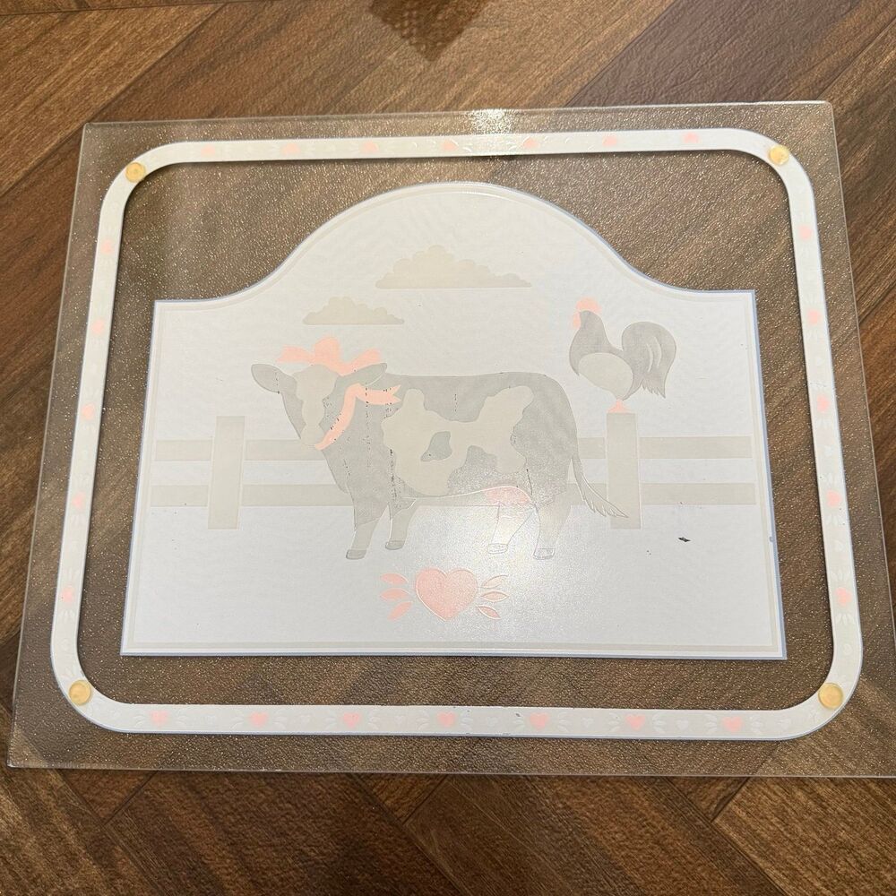 Vintage Holstein Cows Country Hearts 15”x18” Textured Glass Cutting Board - Picture 5 of 5